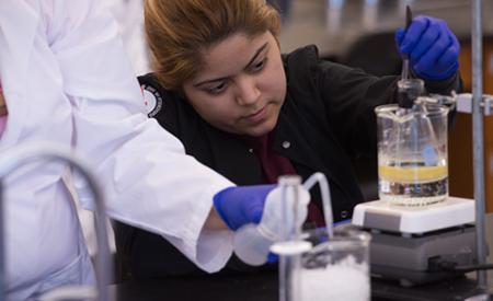 Student working in a lab